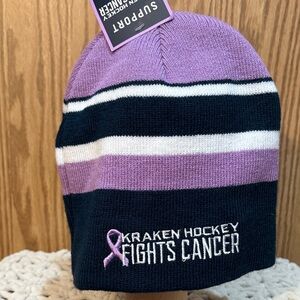 Kraken Hockey Fights Cancer Beanie